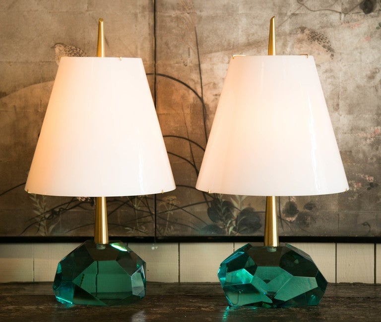 Rare Pair of Murano Glass Table Lamps Signed by Roberto Giulio RIDA For Sale 4