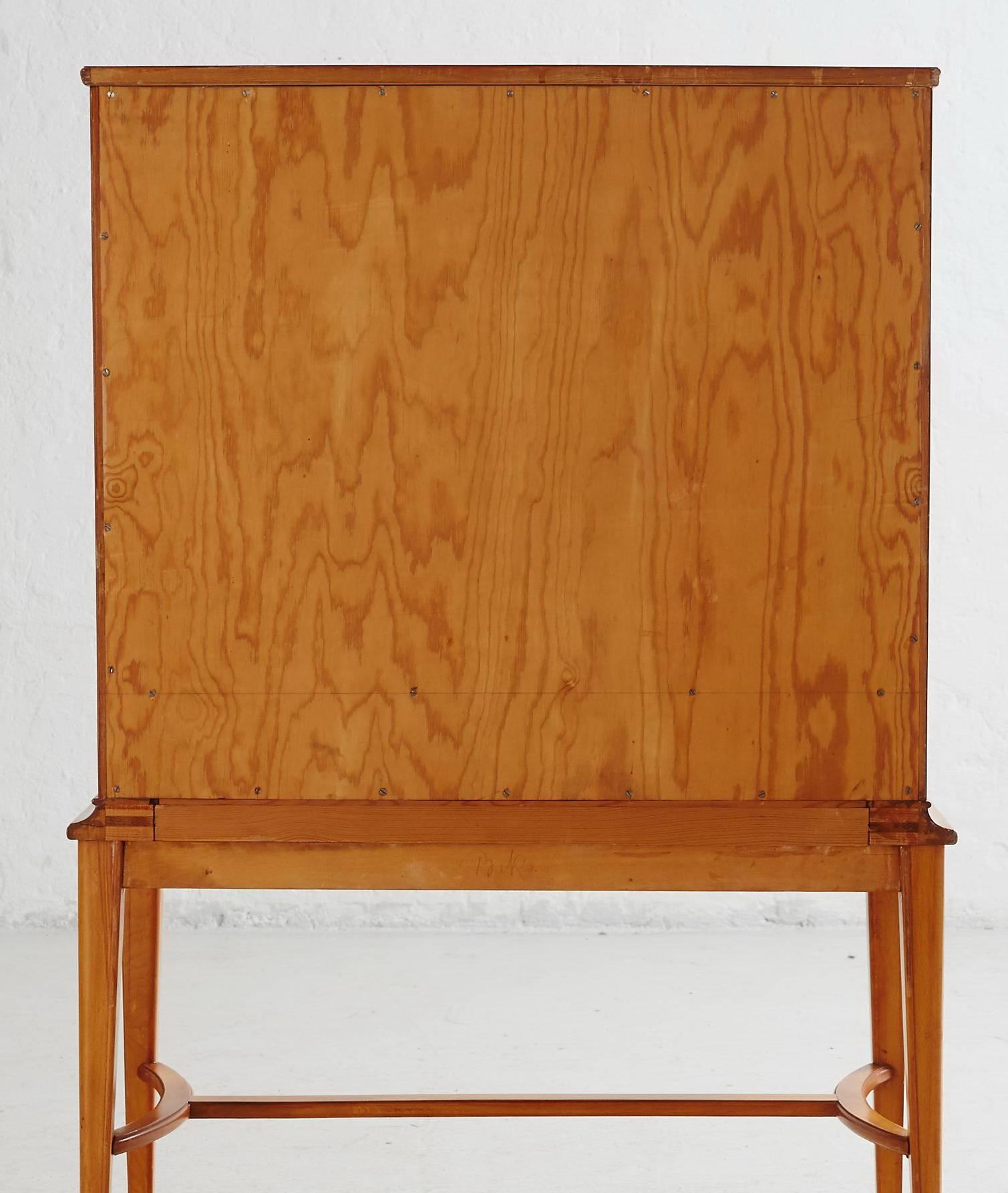 Swedish Wooden Cabinet, Upholstered with Etchings of 