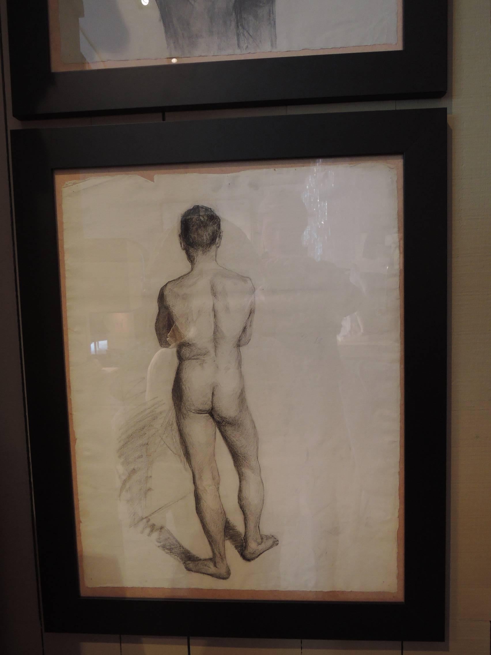 Academy Charcoal Studies of Mens by Swedish Artist, circa 1800 For Sale 1