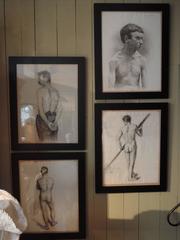 Academy Charcoal Studies of Mens by Swedish Artist, circa 1800