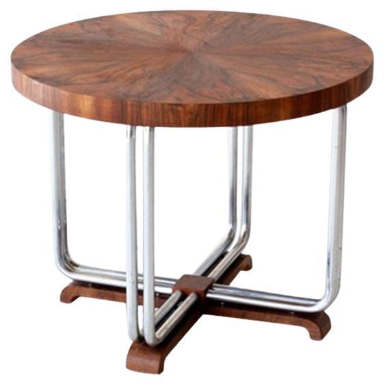 De Luxe Streamline Art Deco tubular steel table with maginificant nut For Sale