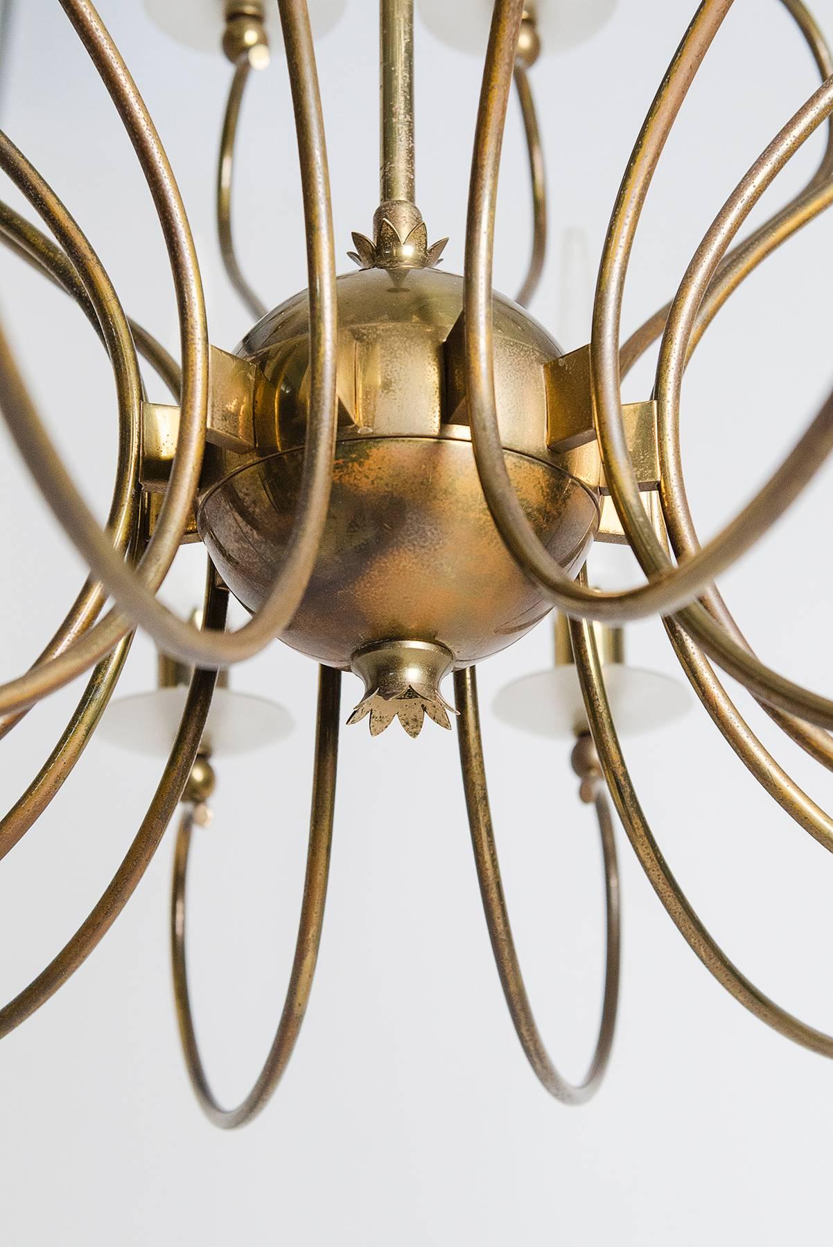 Mid-20th Century Large and Rare Angelo Lelli for Arredoluce Glass Candle Chandelier, 1950