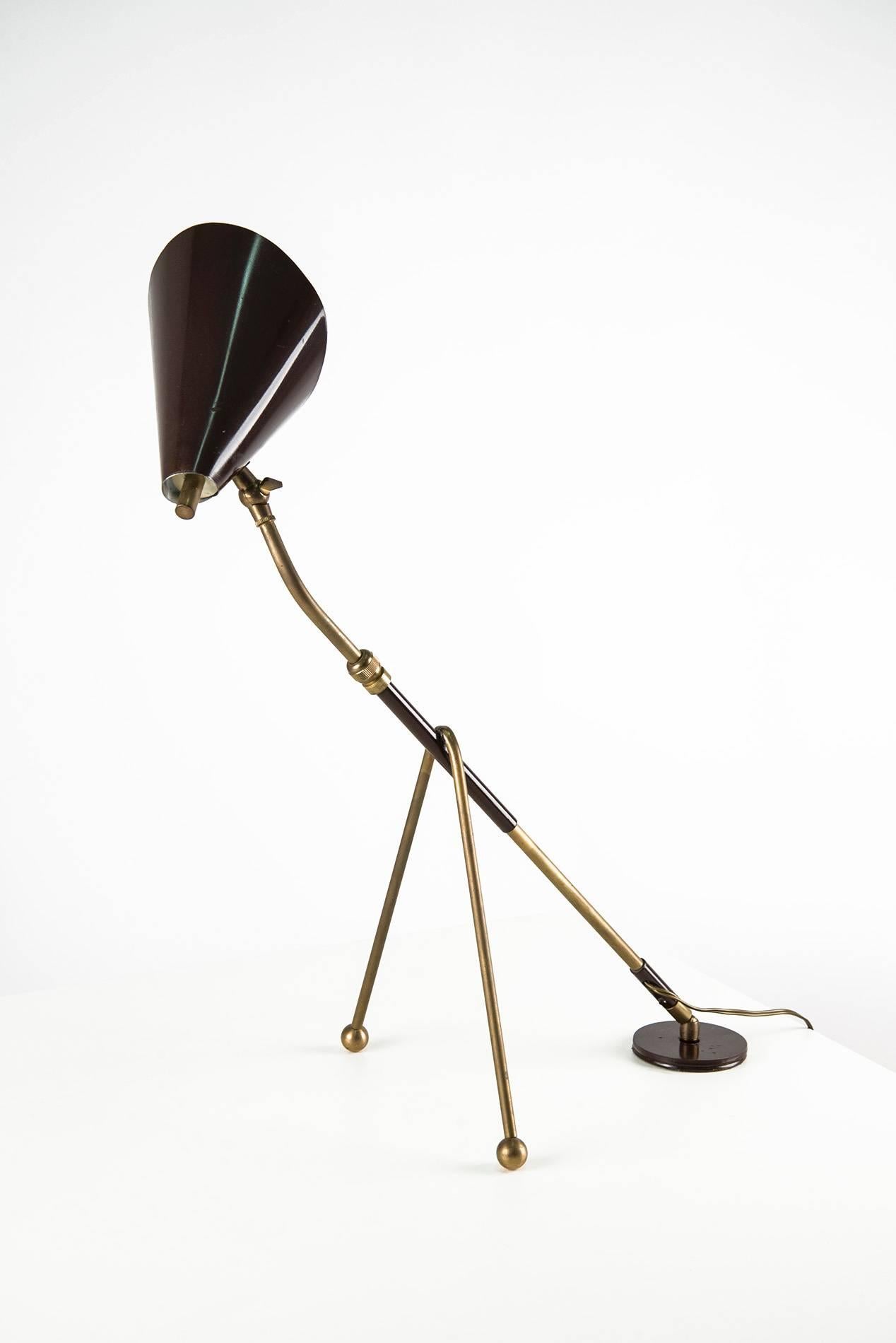 Lacquered Completely Adjustable Table Lamp, Italy, 1950s