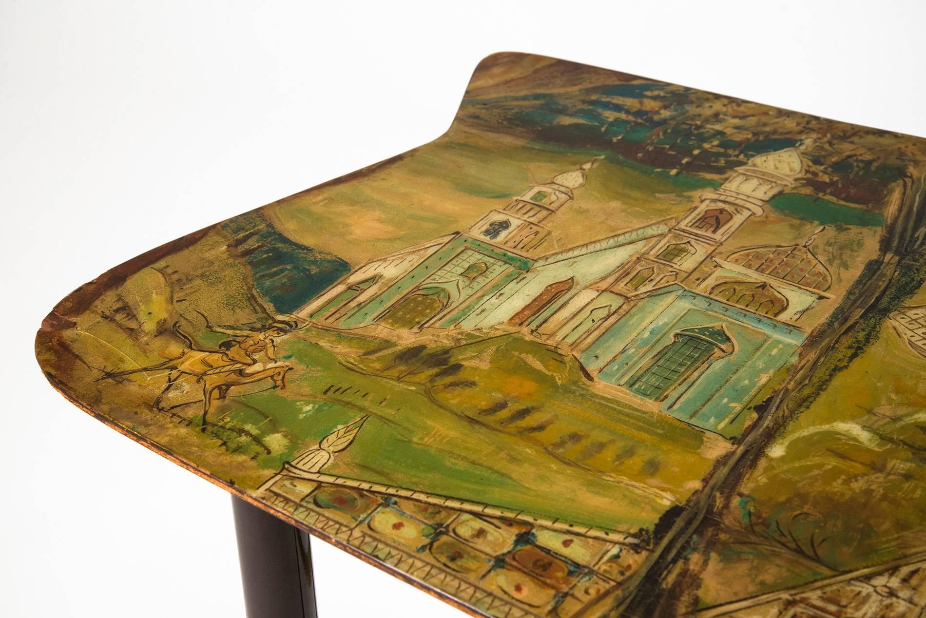 Italian Extraordinary Hand-Painted Low Table by Decalage, Turin, 1956