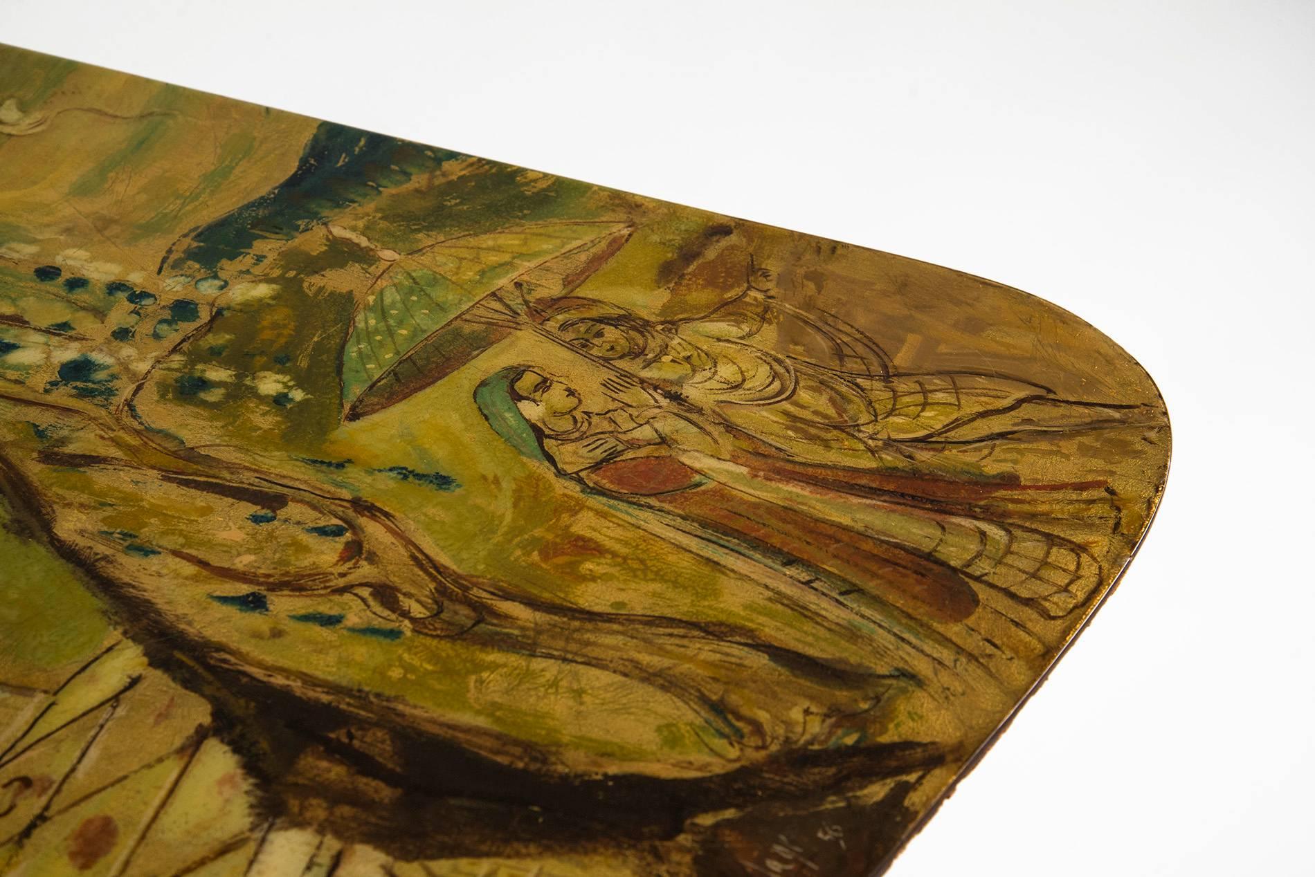 Extraordinary Hand-Painted Low Table by Decalage, Turin, 1956 In Good Condition In Milan, IT