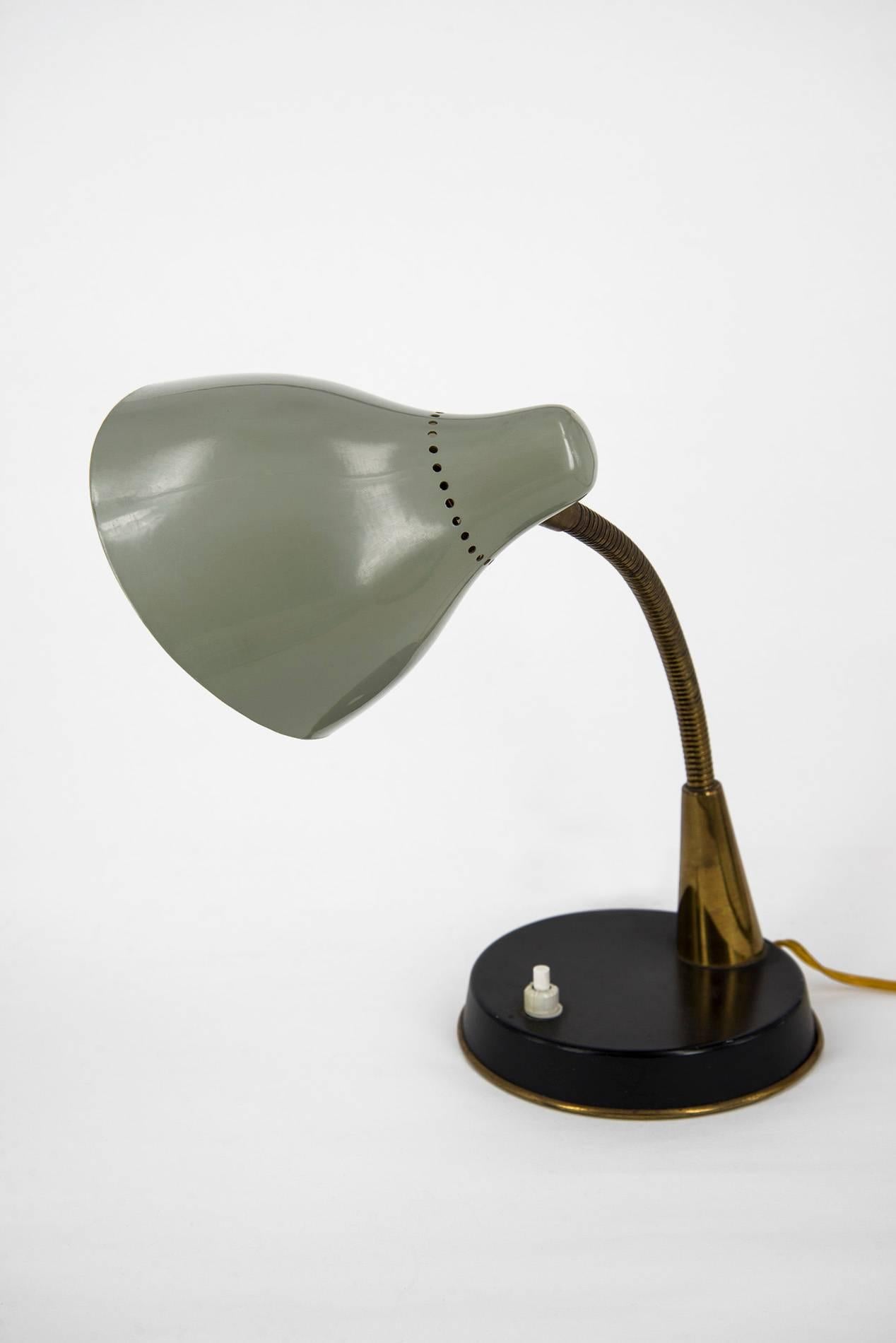 Mid-Century Modern Oluce, 1950s Pair of Flexible Coloured Table Lamps