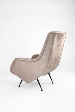 Pair of Velvet Armchairs by Aldo Morbelli for ISA Bergamo, 1950s