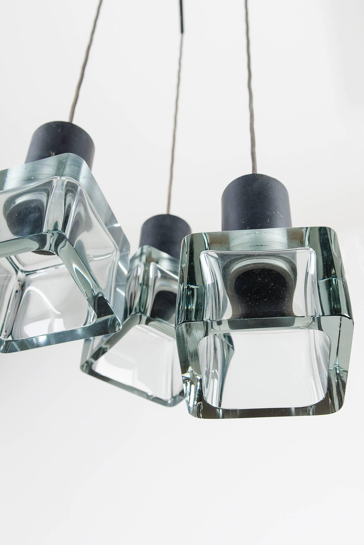 Italian Glass and Metal Pendant by Seguso, 1960s