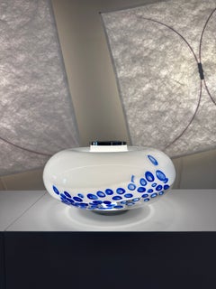 Murano glass table lamp with blue accents, by Angelo Brotto for Esperia