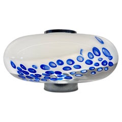 Murano glass table lamp with blue accents, by Angelo Brotto for Esperia