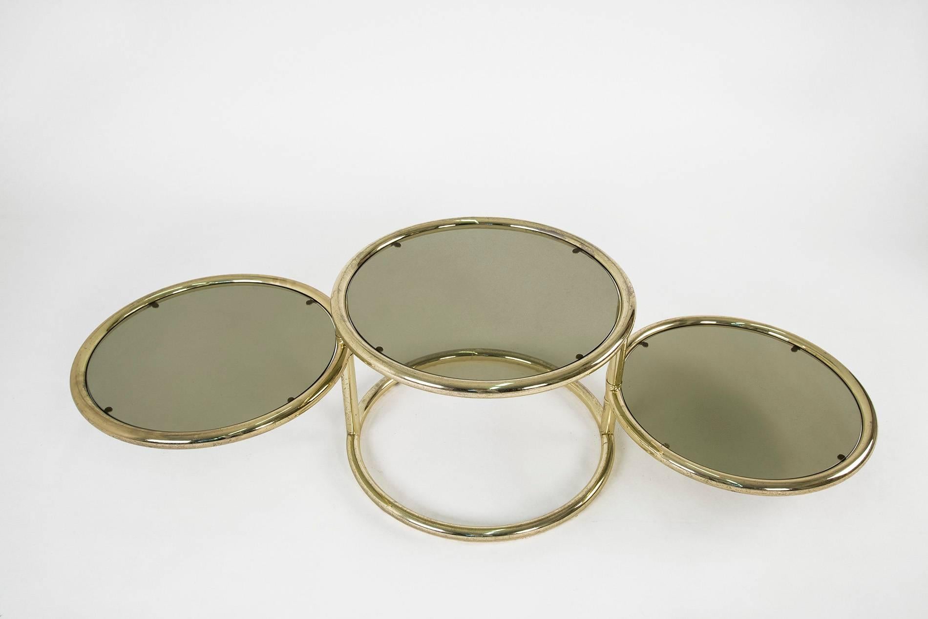 Mid-Century Modern Pair of Low Tabl with Pivoting Trays in the Style of Milo Baughman, Italy, 1970s