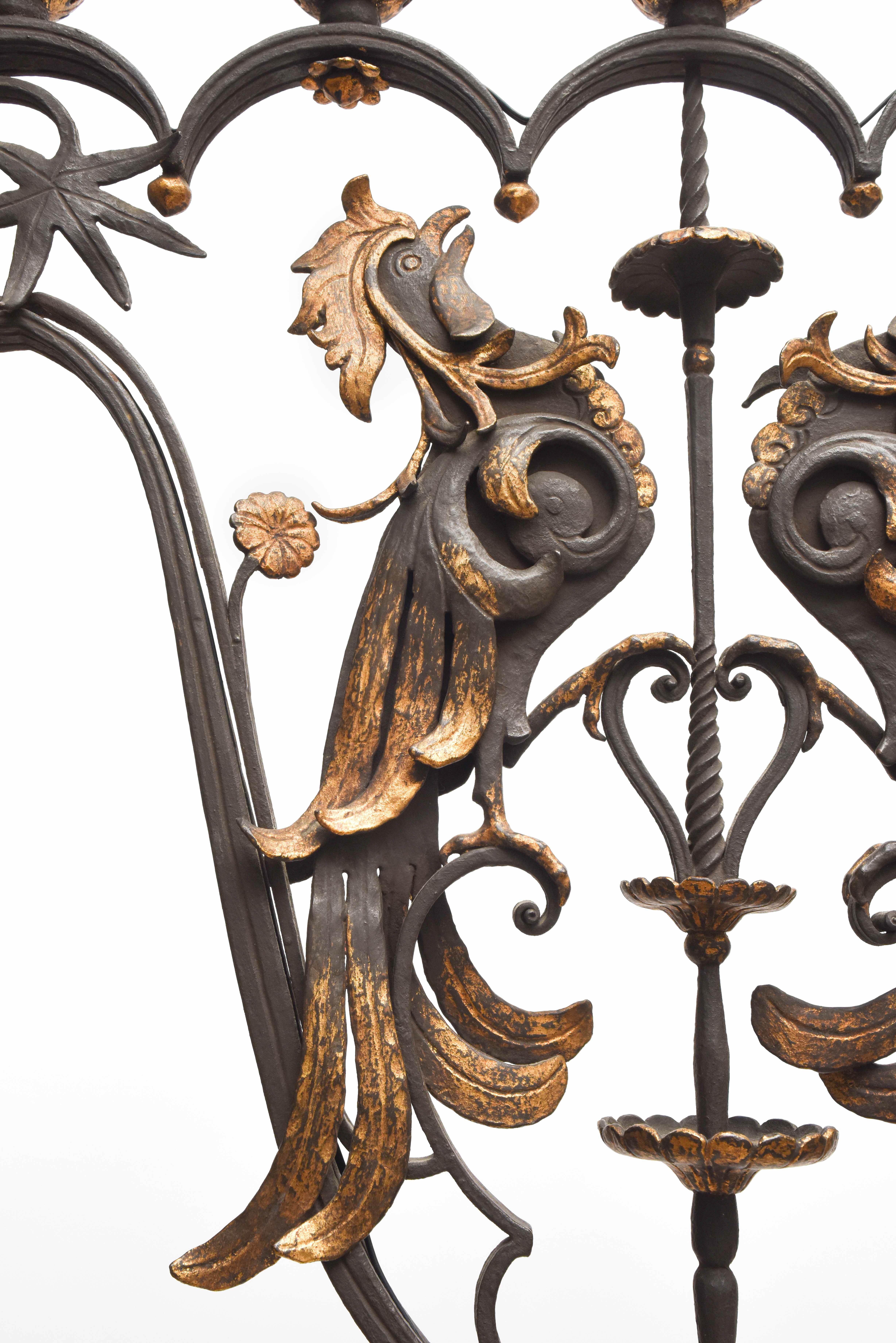 Hammered Carlo Rizzarda Wrought Iron and Murano Glass Italian Floor Lamp, 1925s