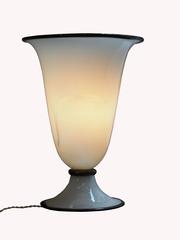 Barovier and Toso Murano Glass Table Lamp with Black and Golden Leaves Details
