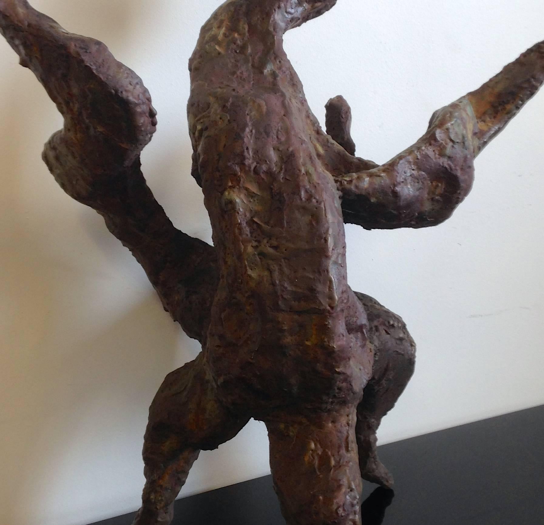 Mid-Century Modern John Rood Abstract Brutalist 1960s Midcentury Bronze Sculpture For Sale