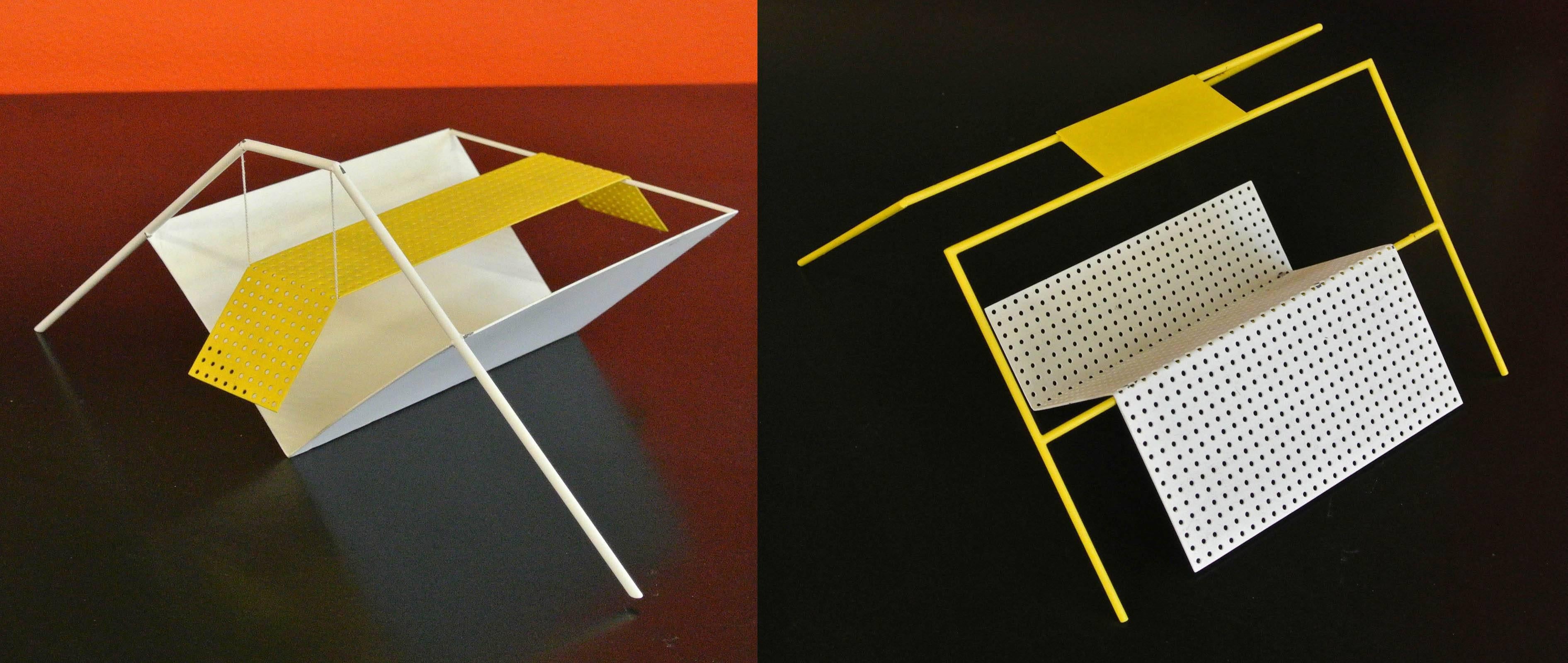 Dre Devens Dutch Constructivist 1980s Metal Architectural Table-Top Sculptures  For Sale 1