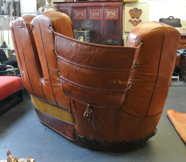 Stiles Brothers Leather Baseball Glove Sofa For Sale at 1stDibs