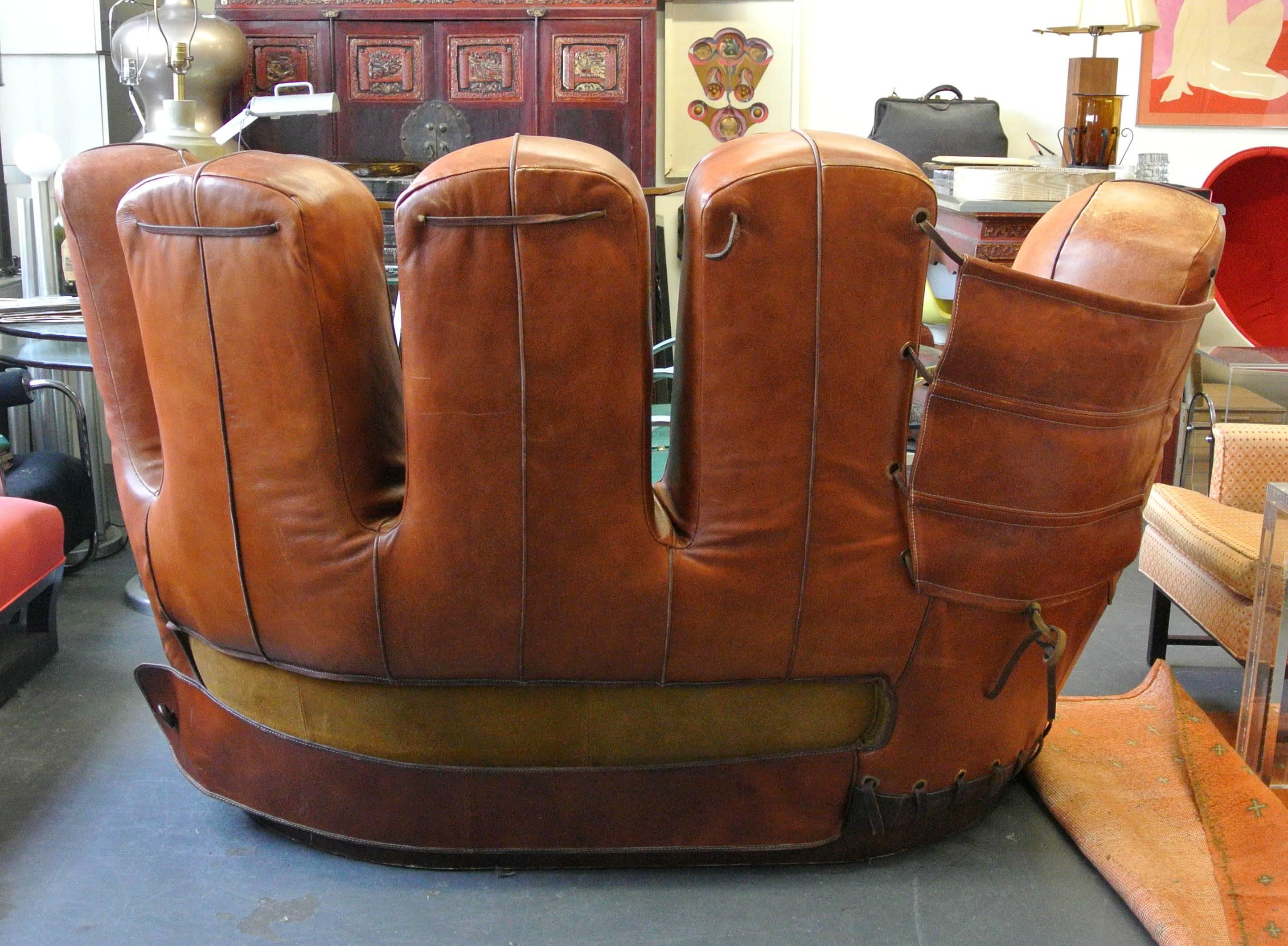 baseball glove leather sofa