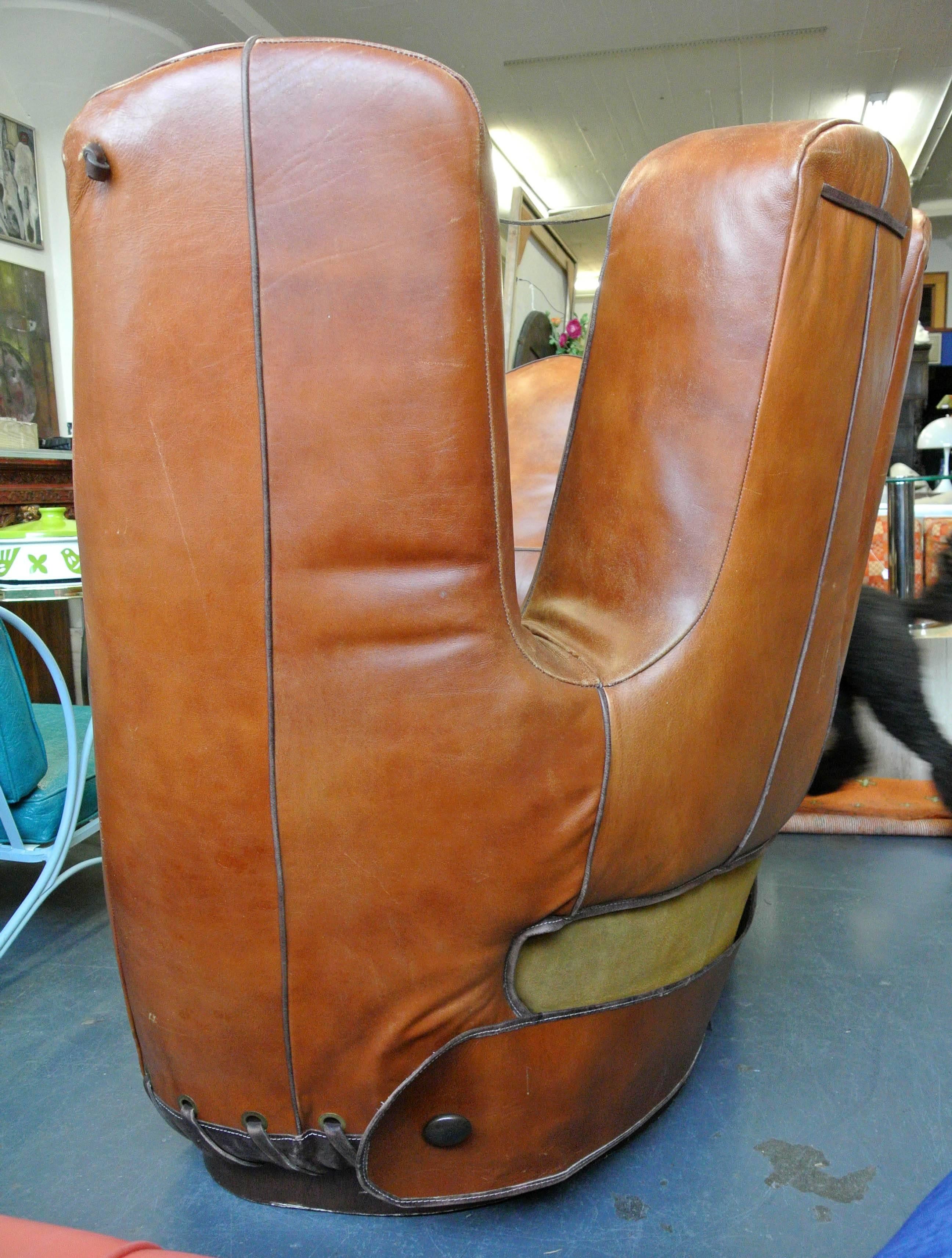 Stiles Brothers Leather Baseball Glove Sofa For Sale 1