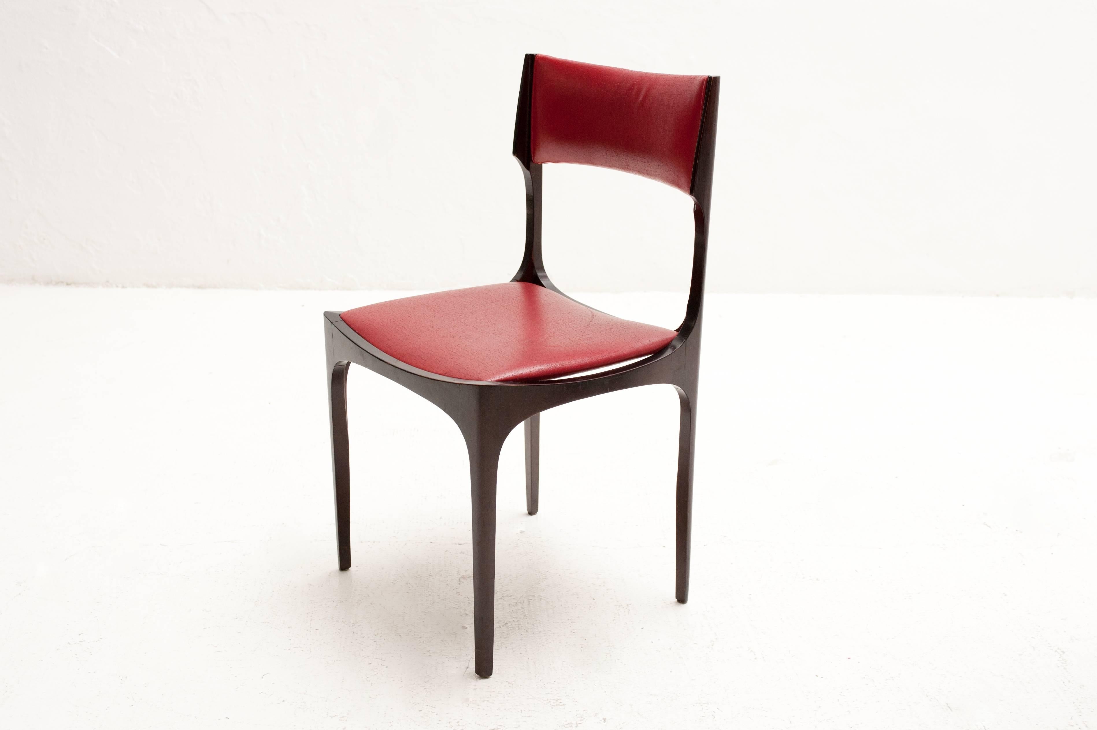 Mid-Century Modern Set of Six Chairs Beatrice, Giuseppe Gibelli, 1963 For Sale