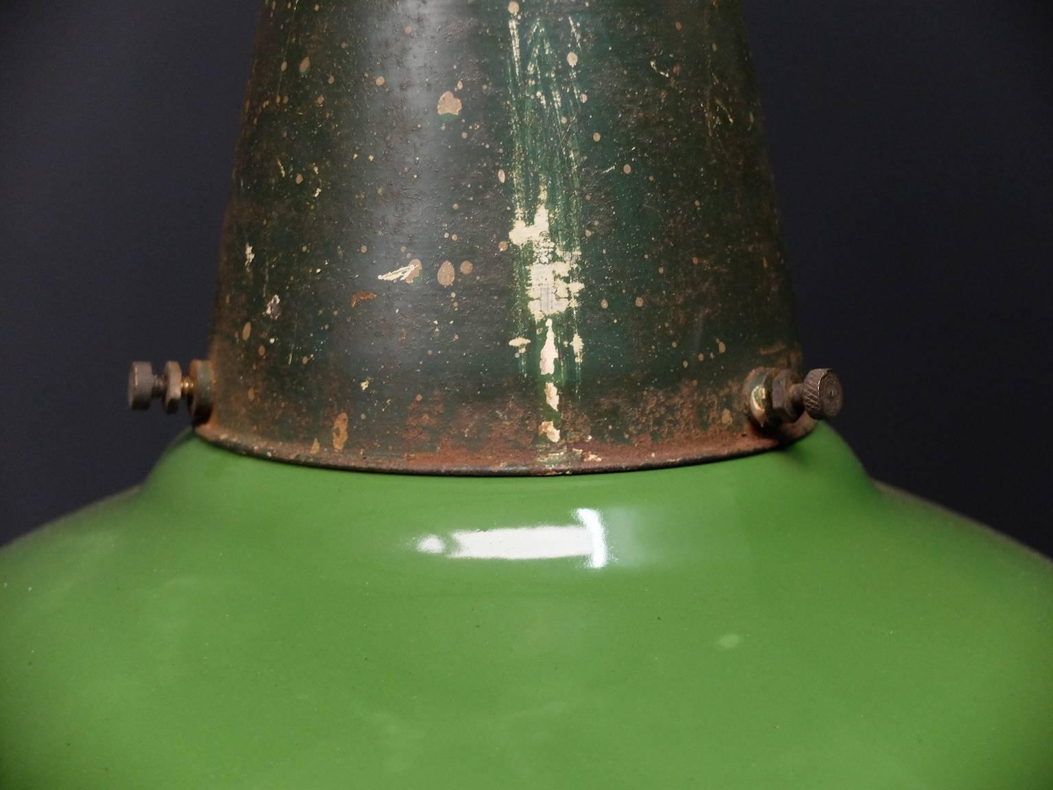 British Green Industrial Pendants by Wardle of Manchester For Sale