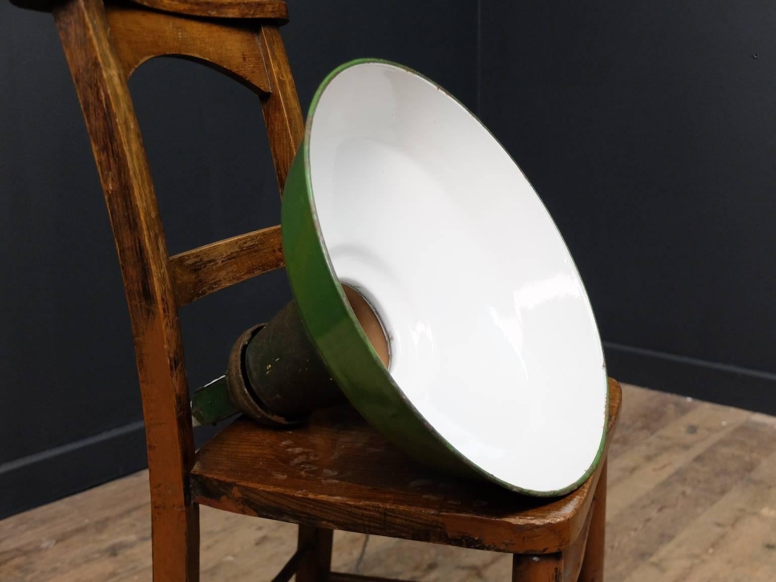 Enamel Green Industrial Pendants by Wardle of Manchester For Sale