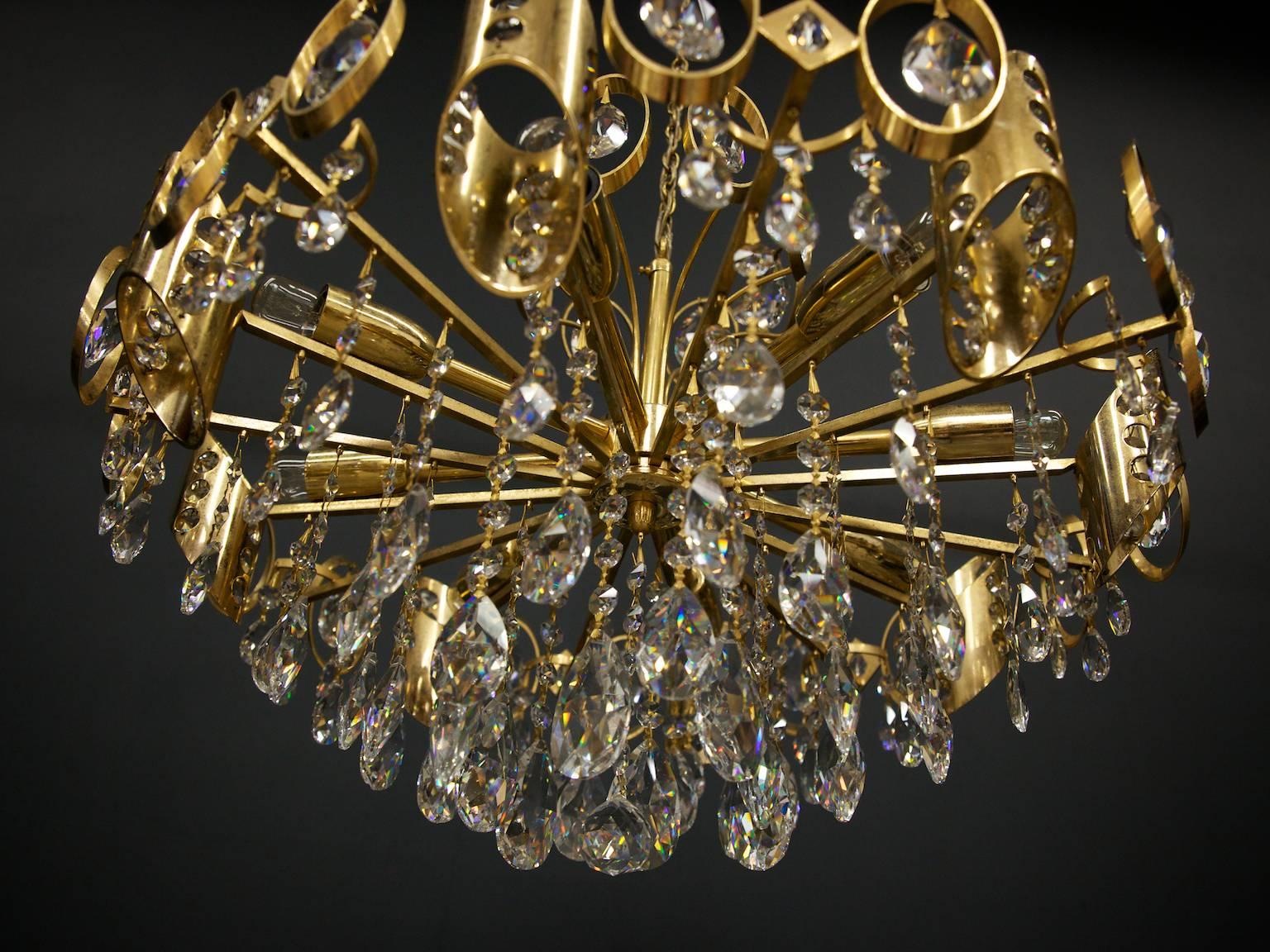 Brass Pair of 1970s Chandeliers