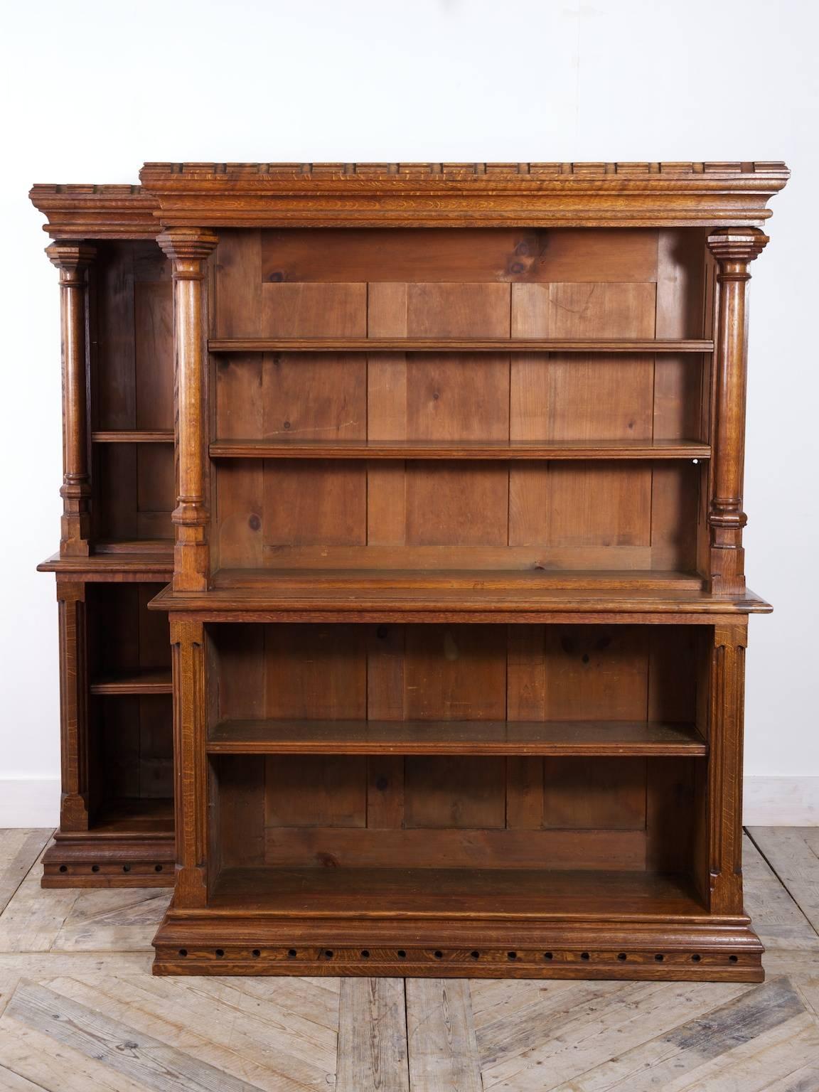 English Pair of Gothic Bookcases For Sale