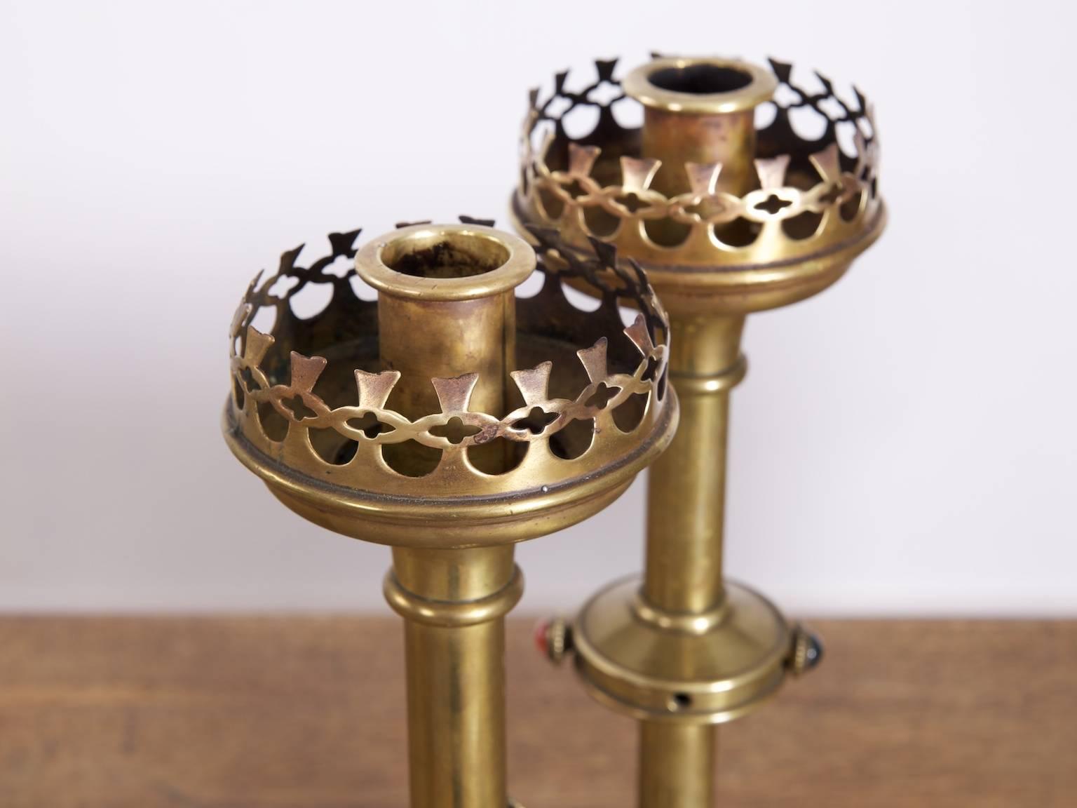 British Gothic Candle Sticks For Sale