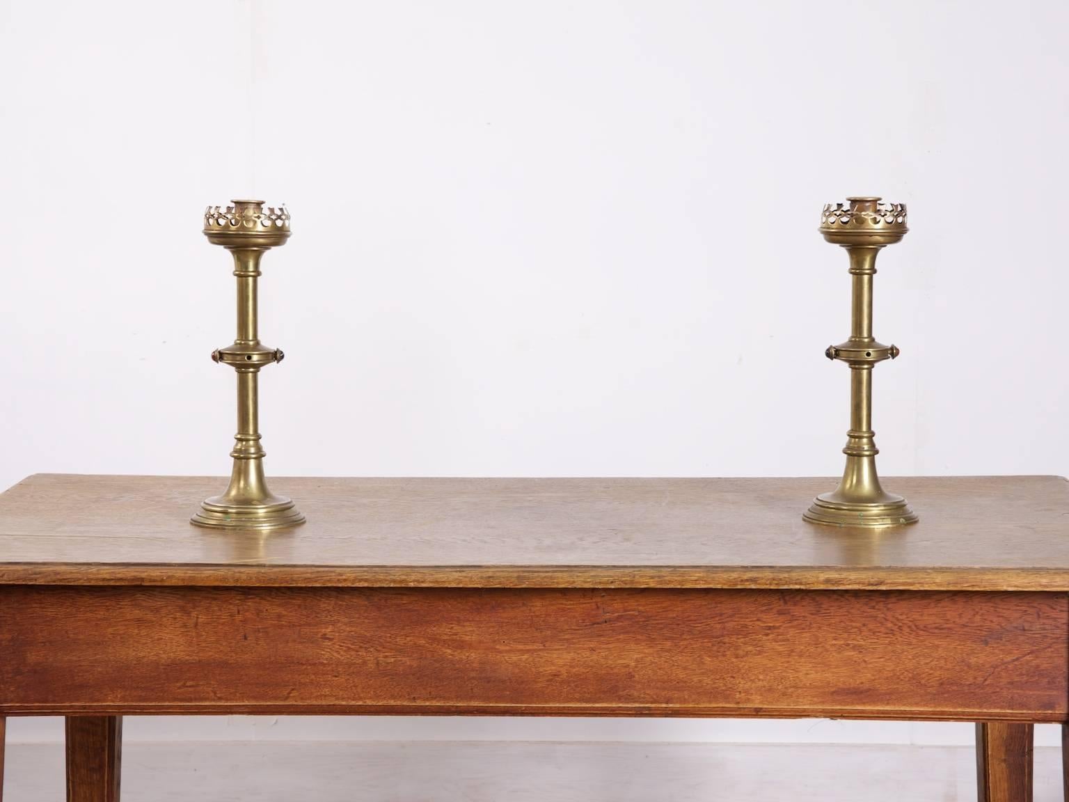 19th Century Gothic Candle Sticks For Sale