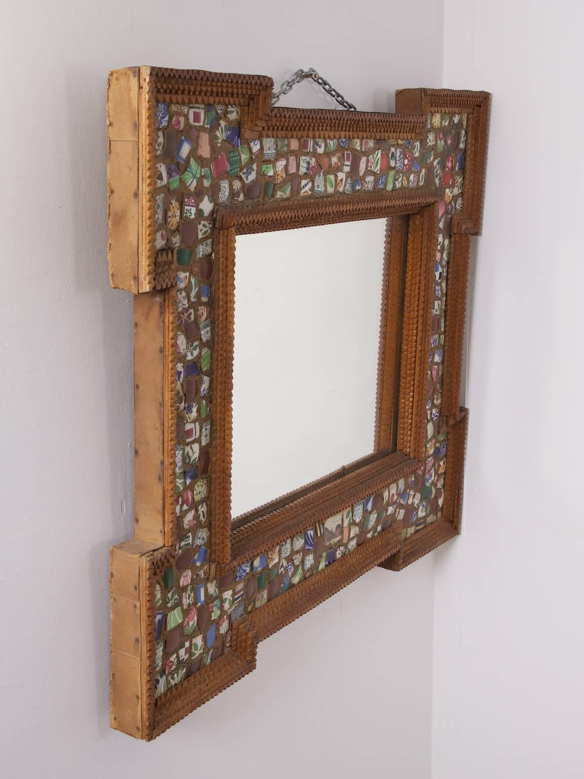 French Folk Art Mirror For Sale