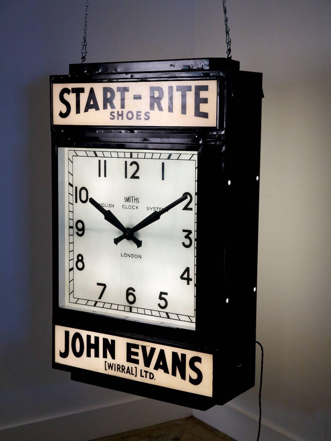 British Double Sided Illuminated Clock For Sale