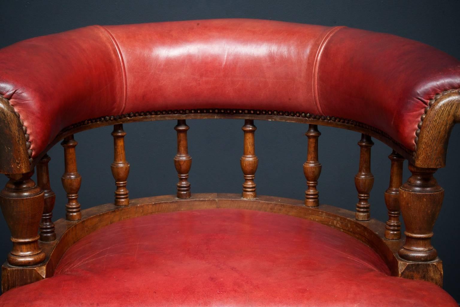 19th Century Red Leather Desk Chair