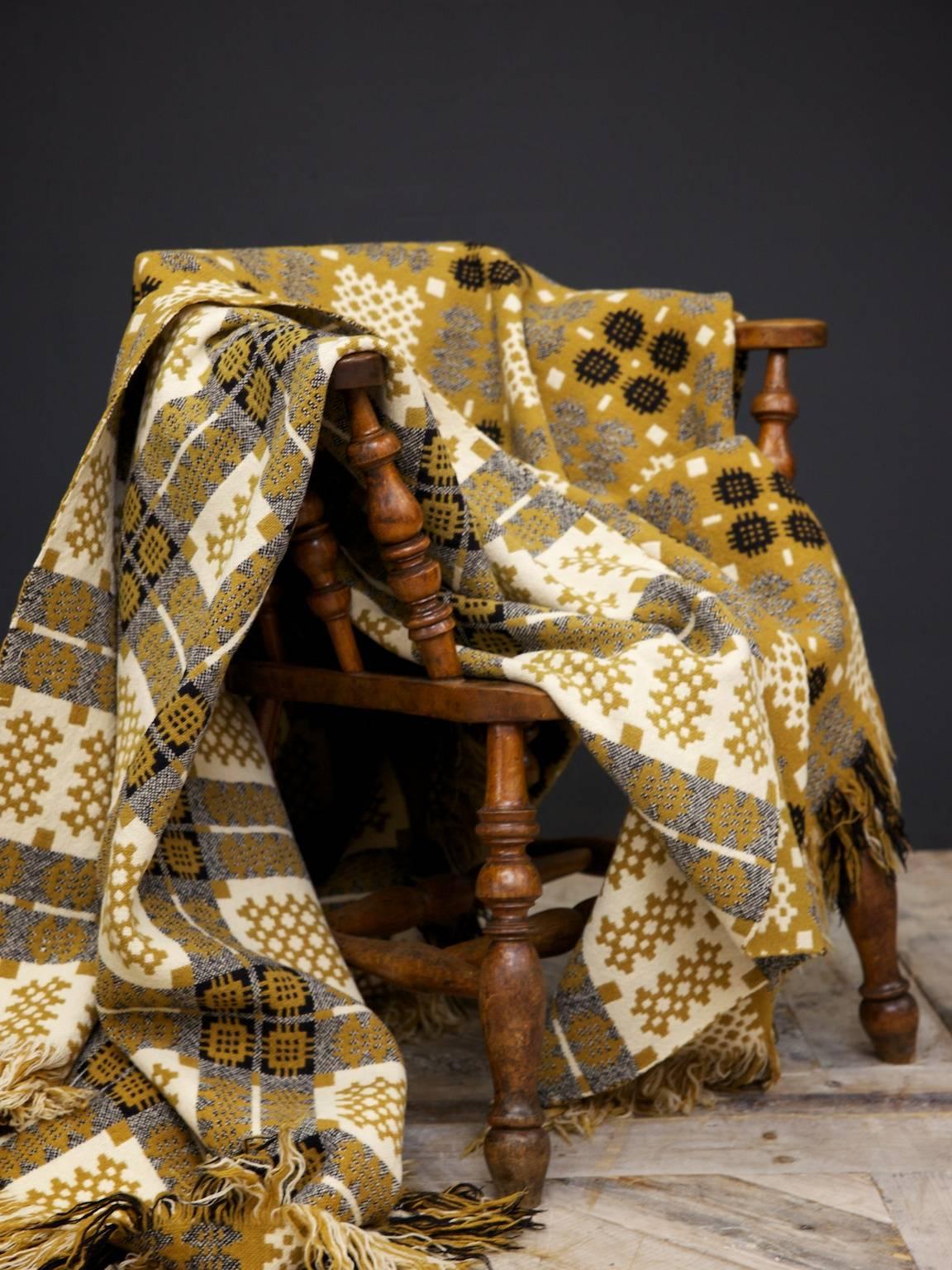 Arts and Crafts Gold and Black Welsh Blanket