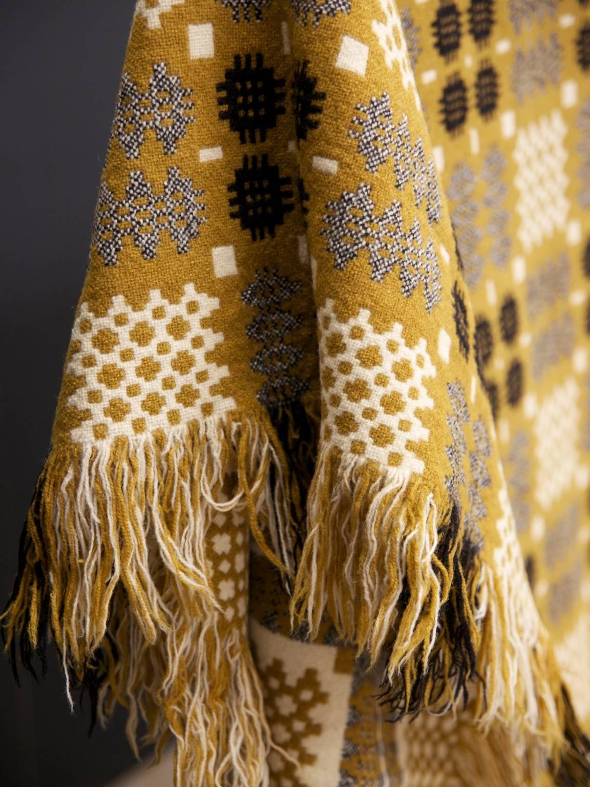 Wool Gold and Black Welsh Blanket