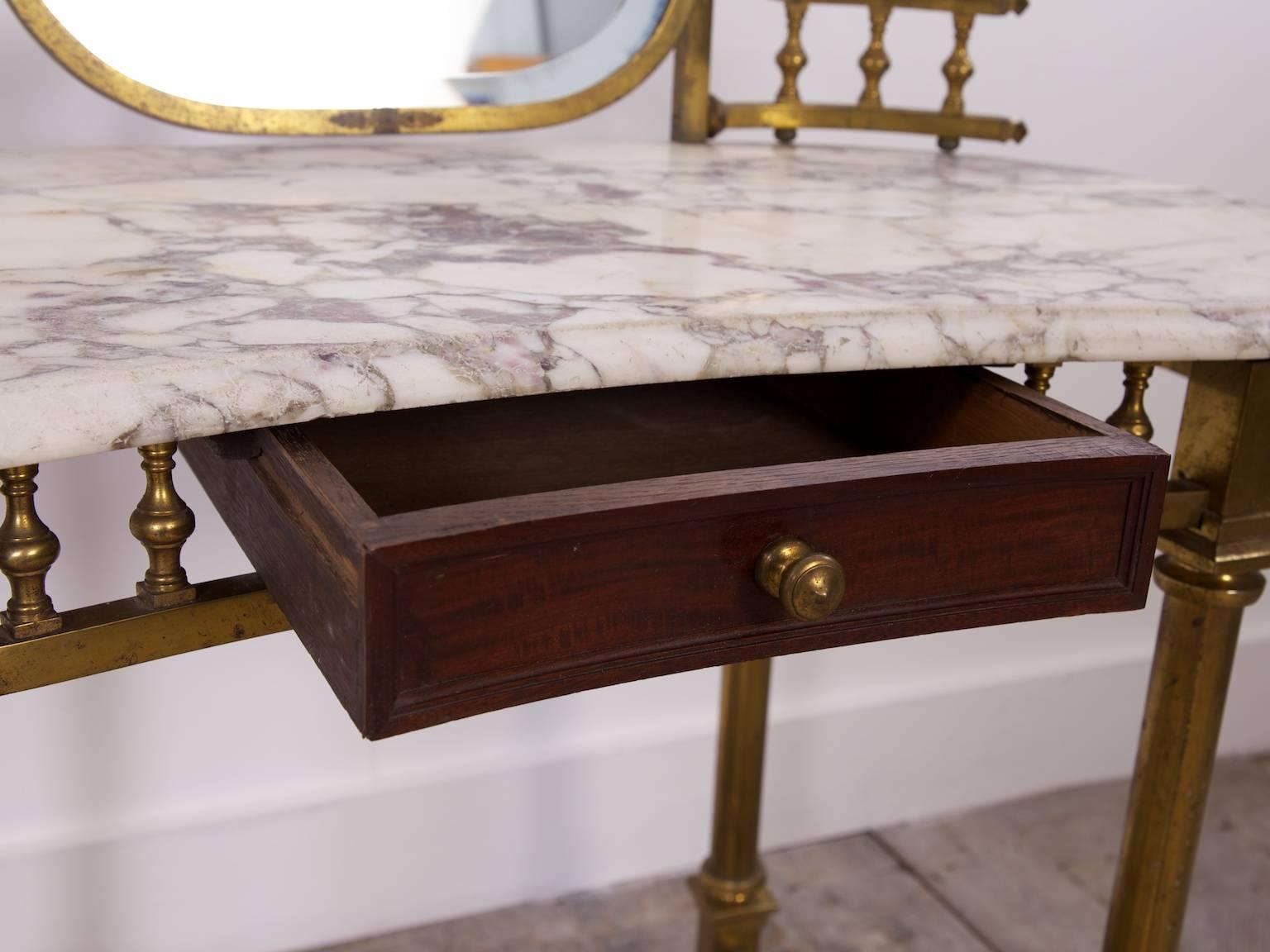 Victorian Brass and Marble Dressing Table For Sale
