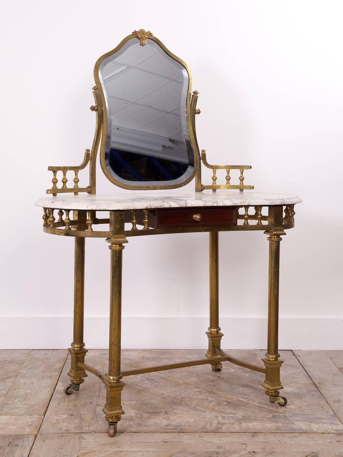 Brass and Marble Dressing Table For Sale 3