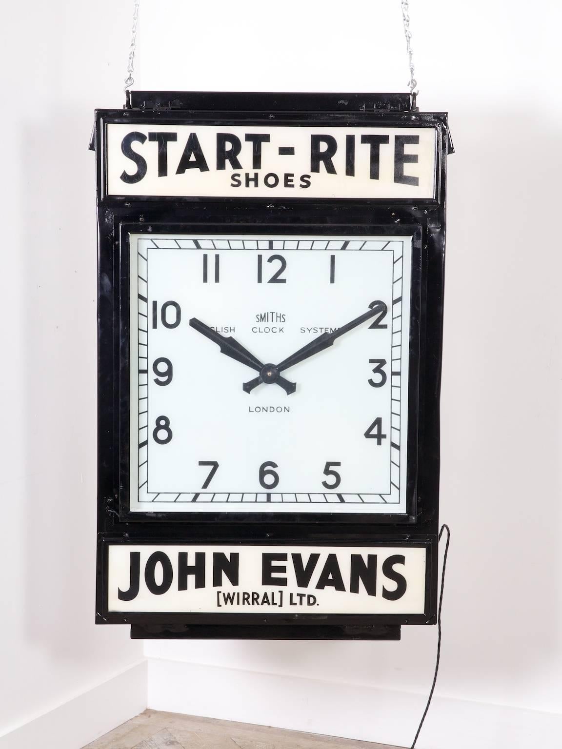 Steel Double Sided Illuminated Clock For Sale