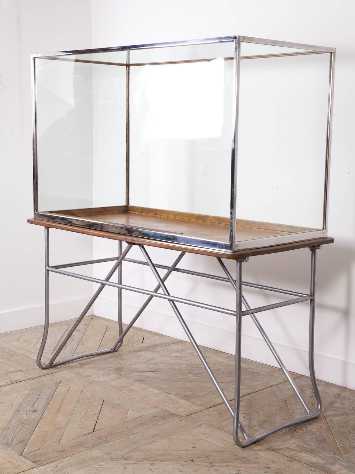 20th Century Chromed Museum Display Cabinet For Sale