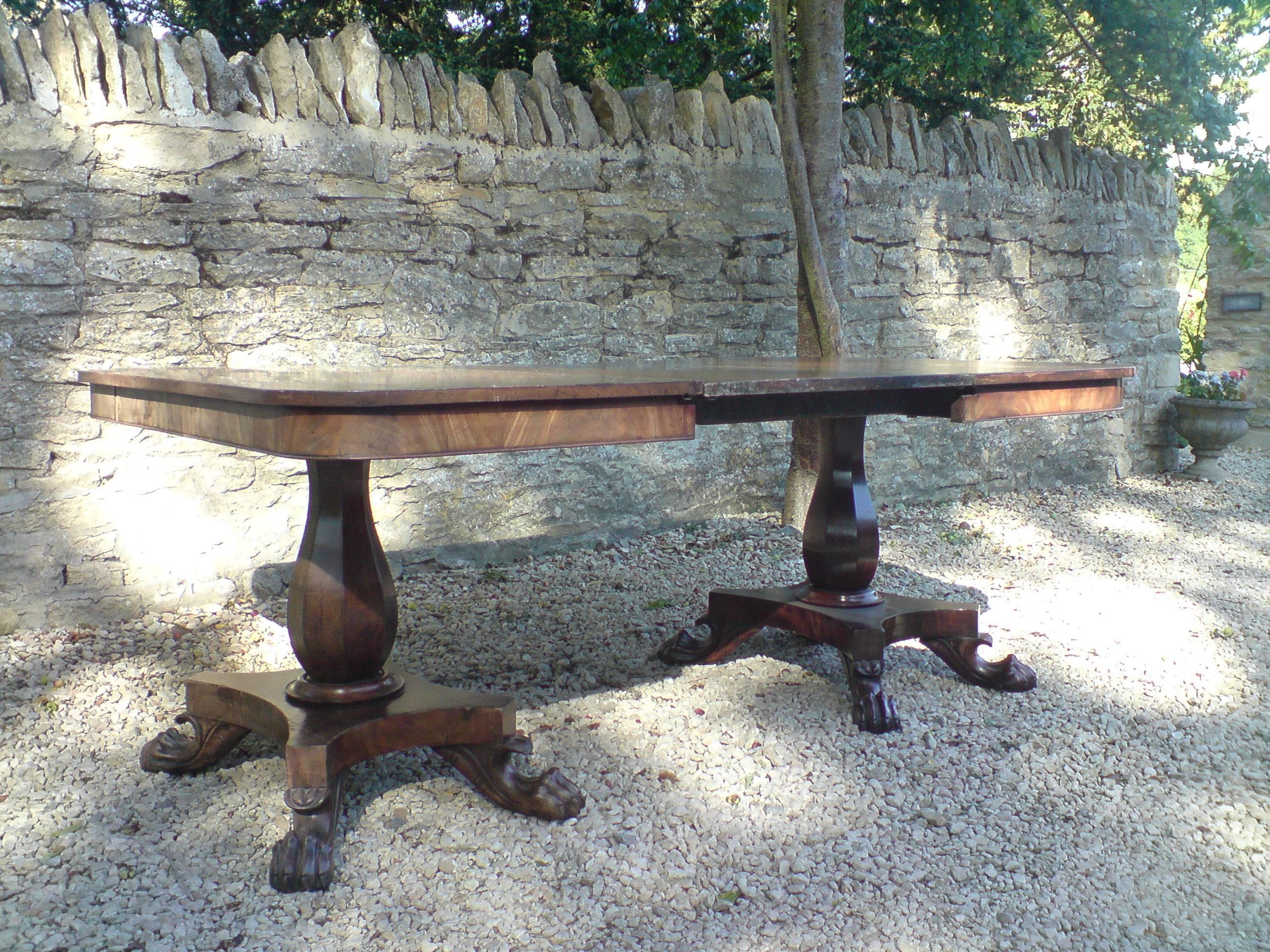 George IV Antique Twin Pedestal Dining Table, Mahogany, circa 1830 For Sale