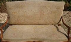 Beautiful Walnut and Gilt French Sofa with Antique Fabric