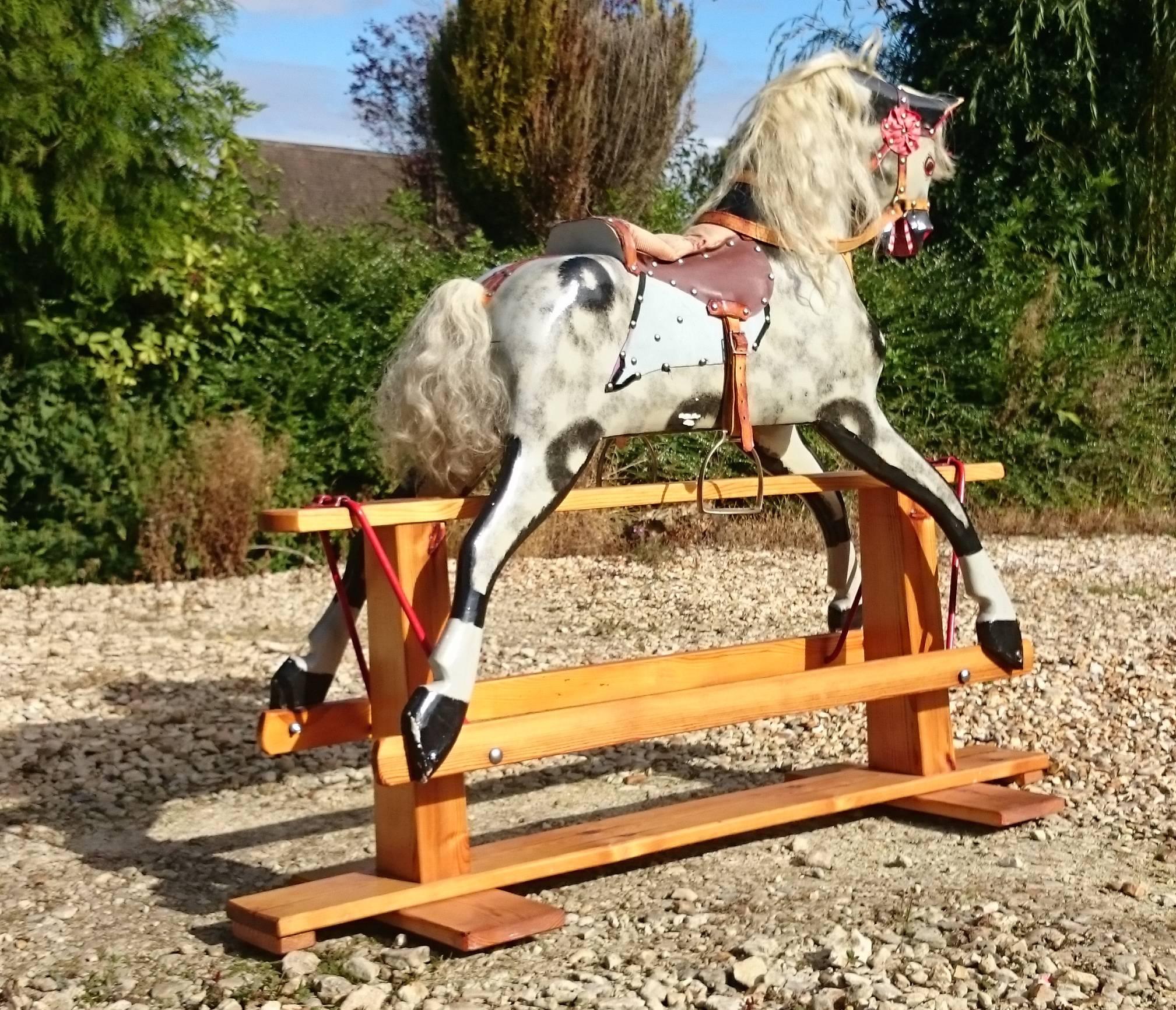 Victorian Handmade Hand-Painted Large Rocking Horse By Collinson of Liverpool For Sale