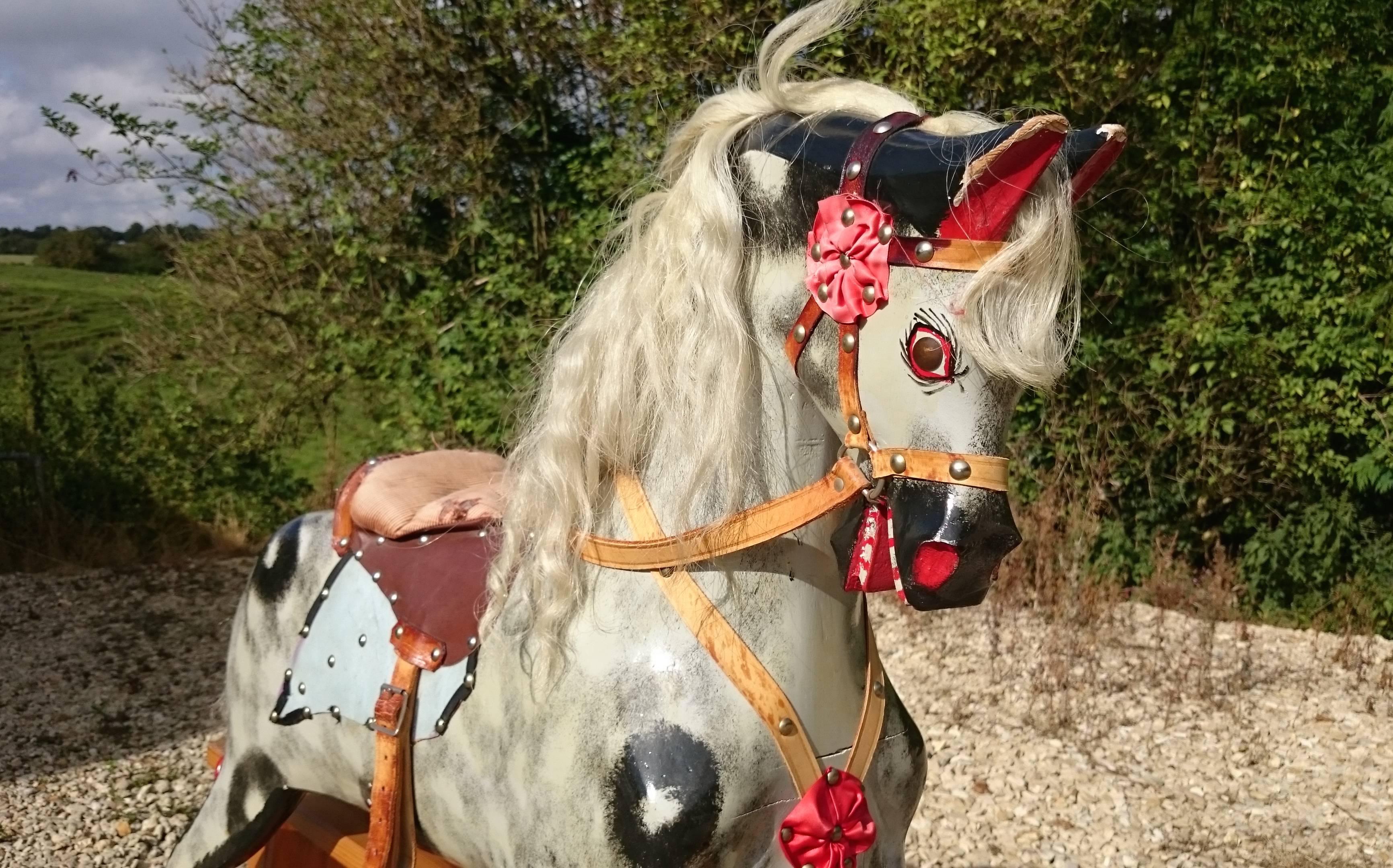 British Handmade Hand-Painted Large Rocking Horse By Collinson of Liverpool For Sale