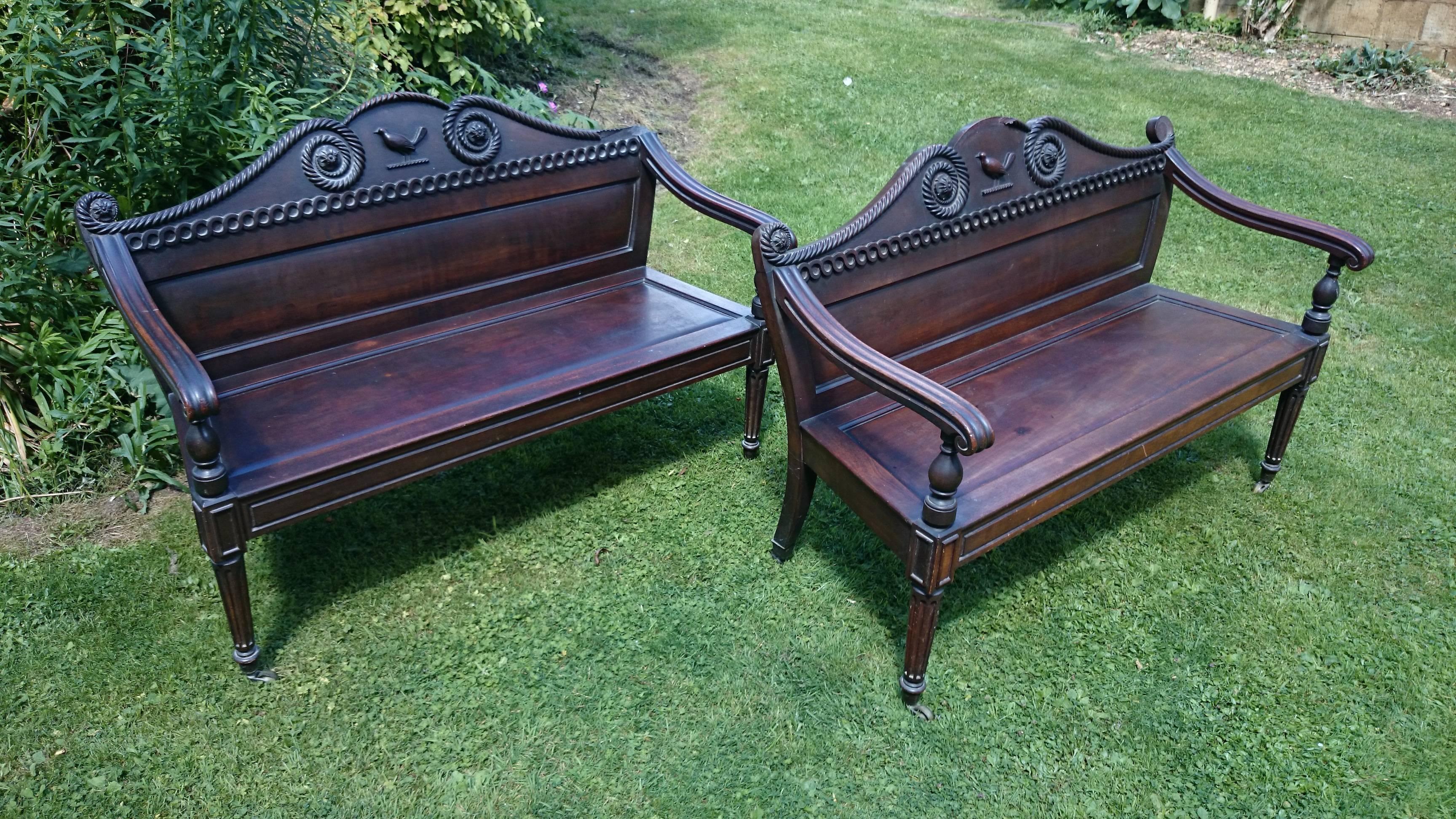 Rochfort Benches, Pair Irish Regency Mahogany Benches Original Family Owner For Sale 3