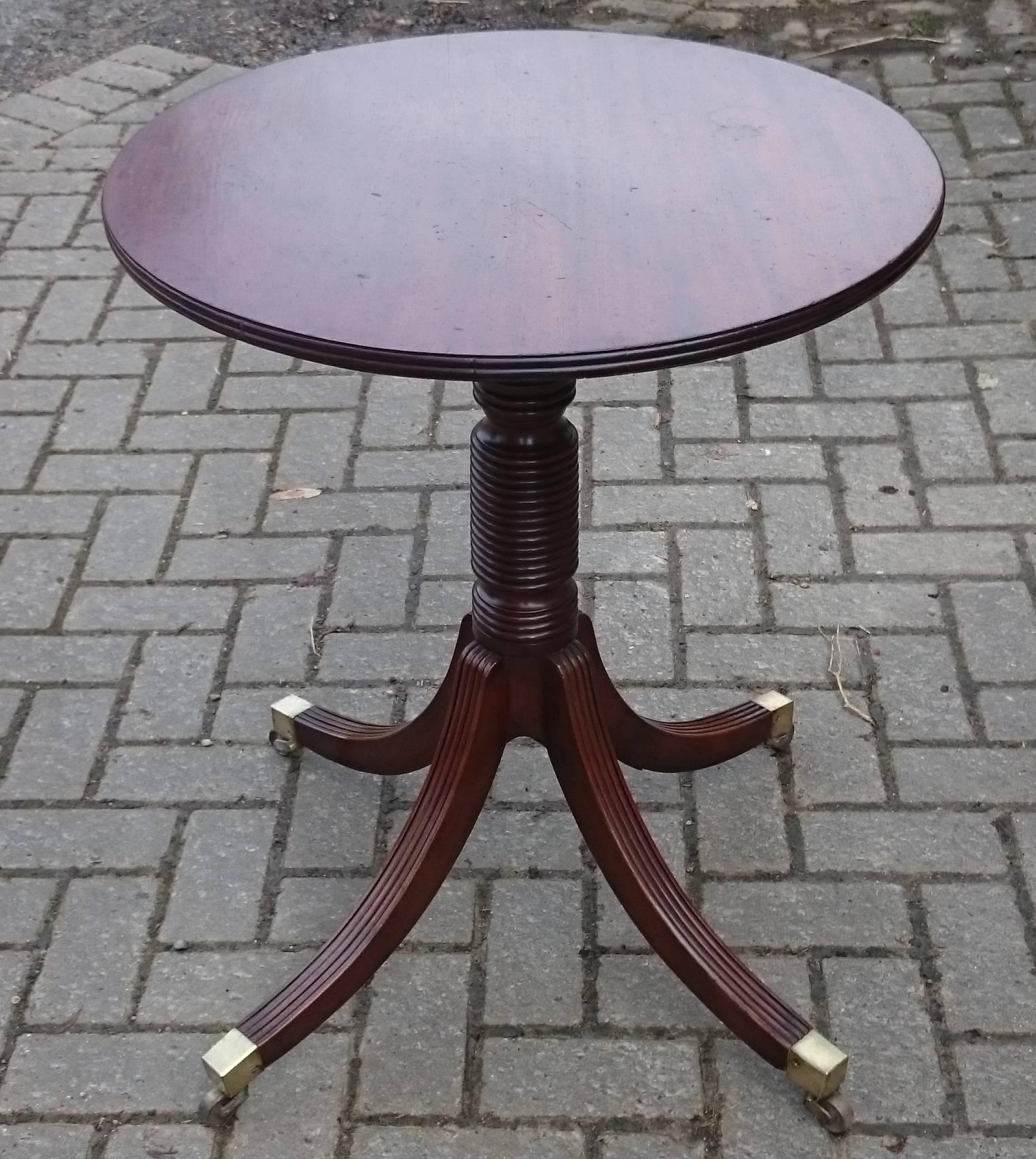 British Antique George III Period Mahogany Four-Leg Wine Table Lamp Table Tea Table