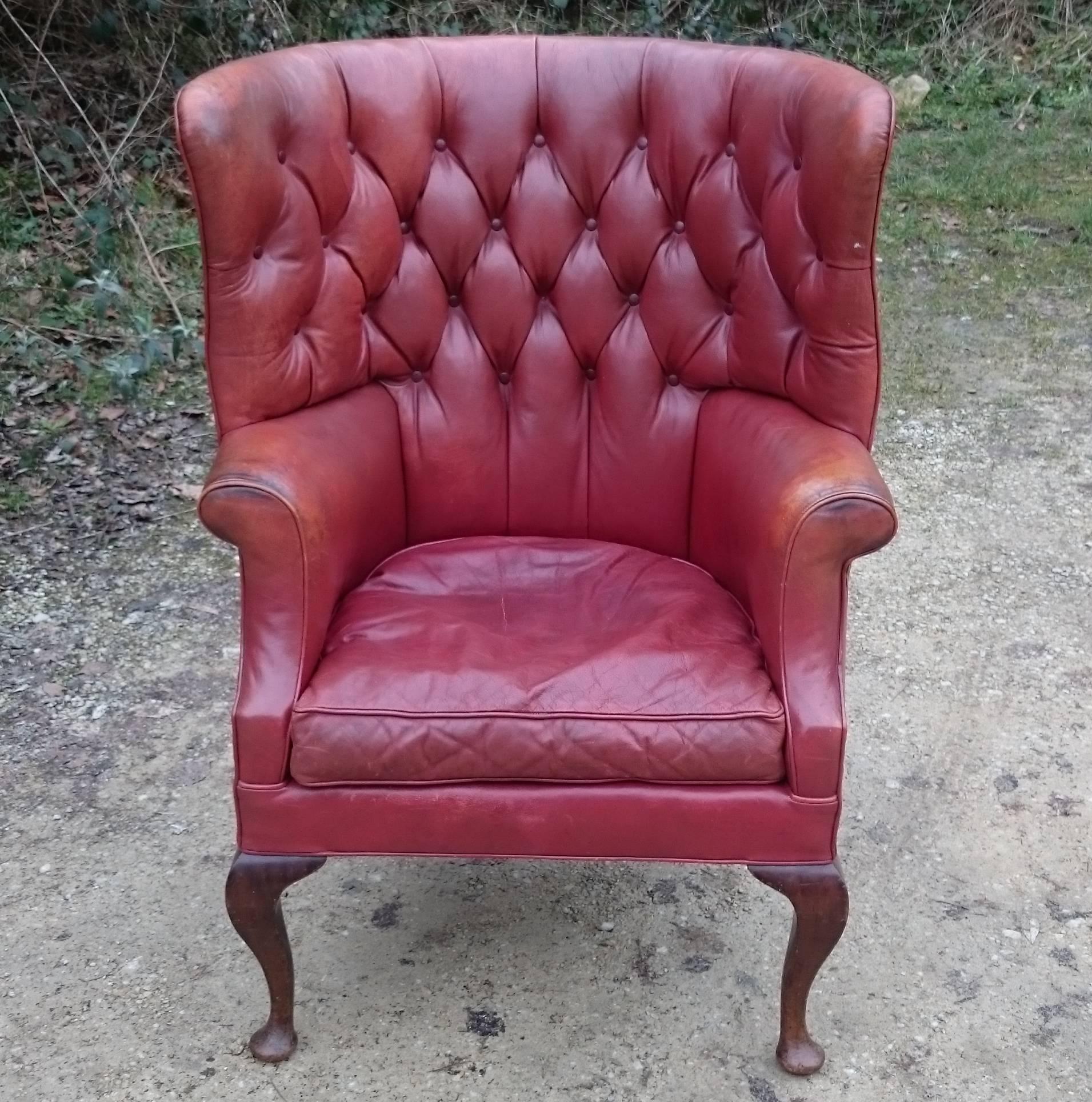 buttoned wingback chair