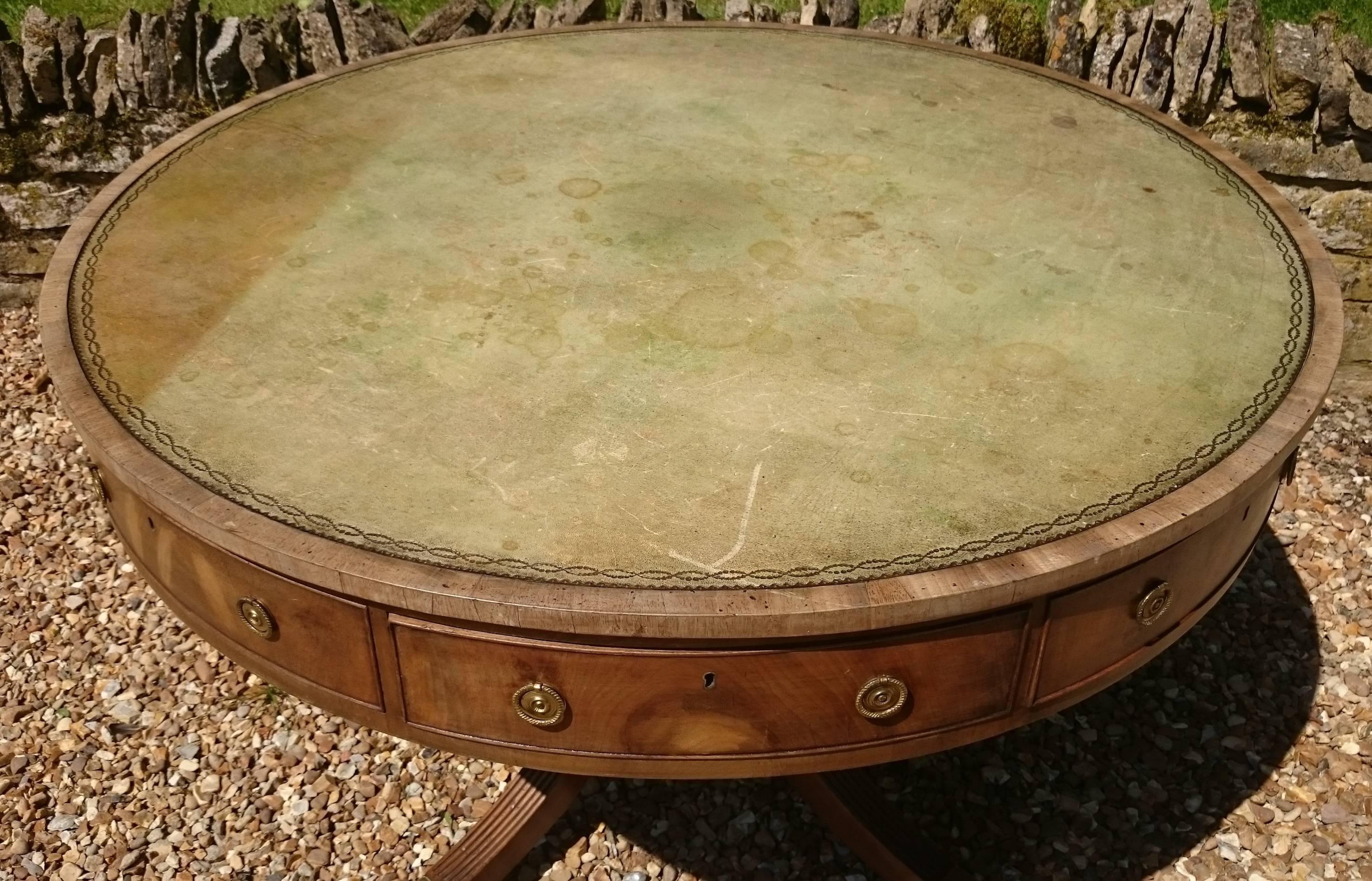 British 18th Century George III Period Mahogany 'Drum' Library Table