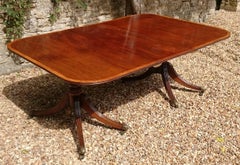 Top Quality George III 18th Century Mahogany Twin Pedestal Antique Dining Table