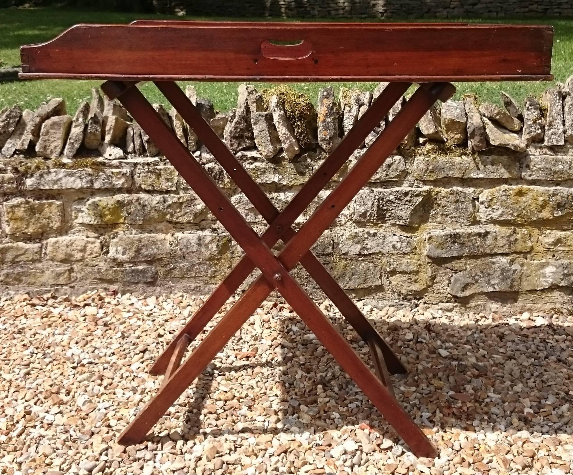 18th Century and Earlier 18th Century George III Period Mahogany Folding Antique Butler's Tray