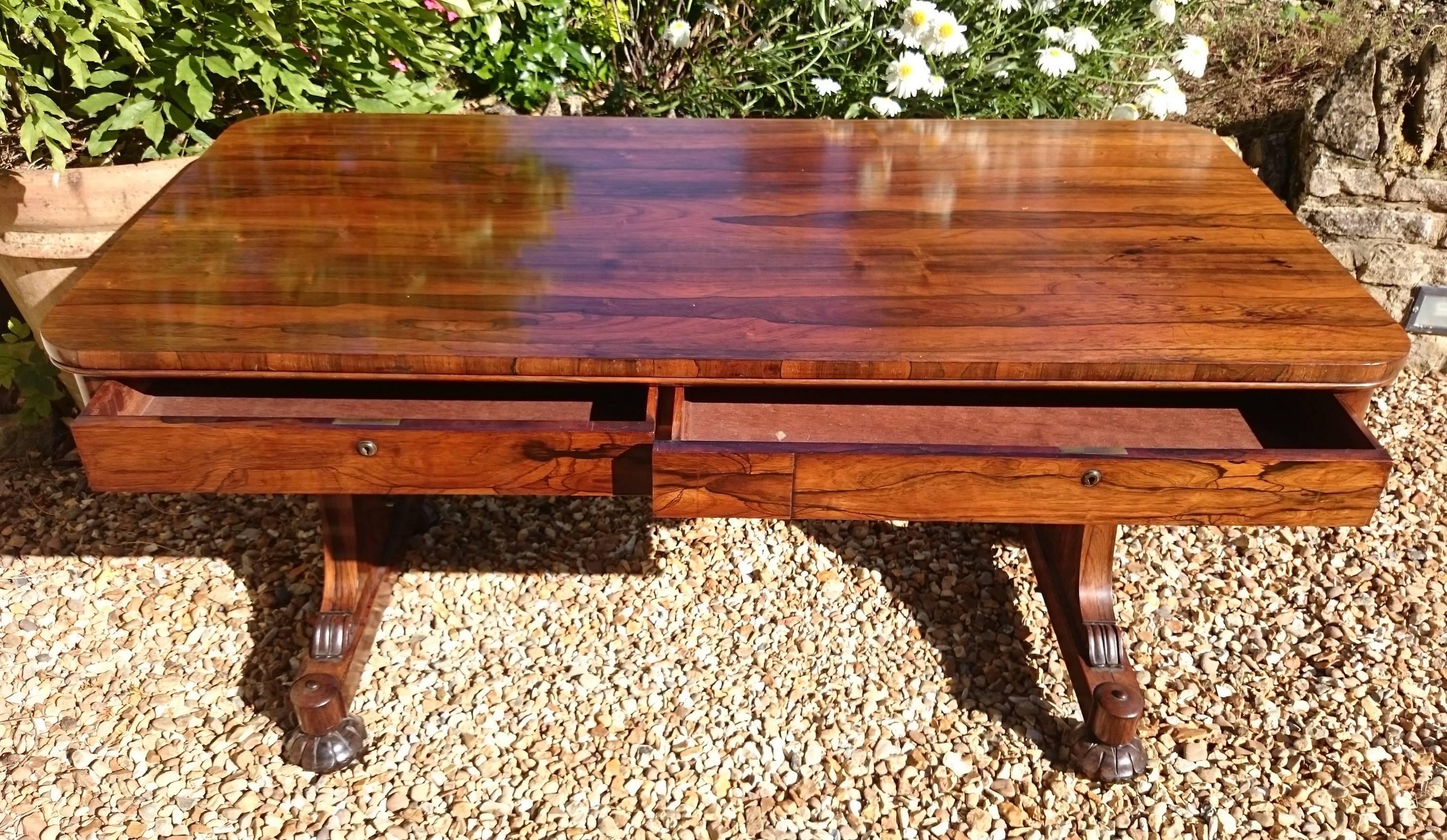 Important 19th Century Rosewood Antique Library Table or Sofa Table 2