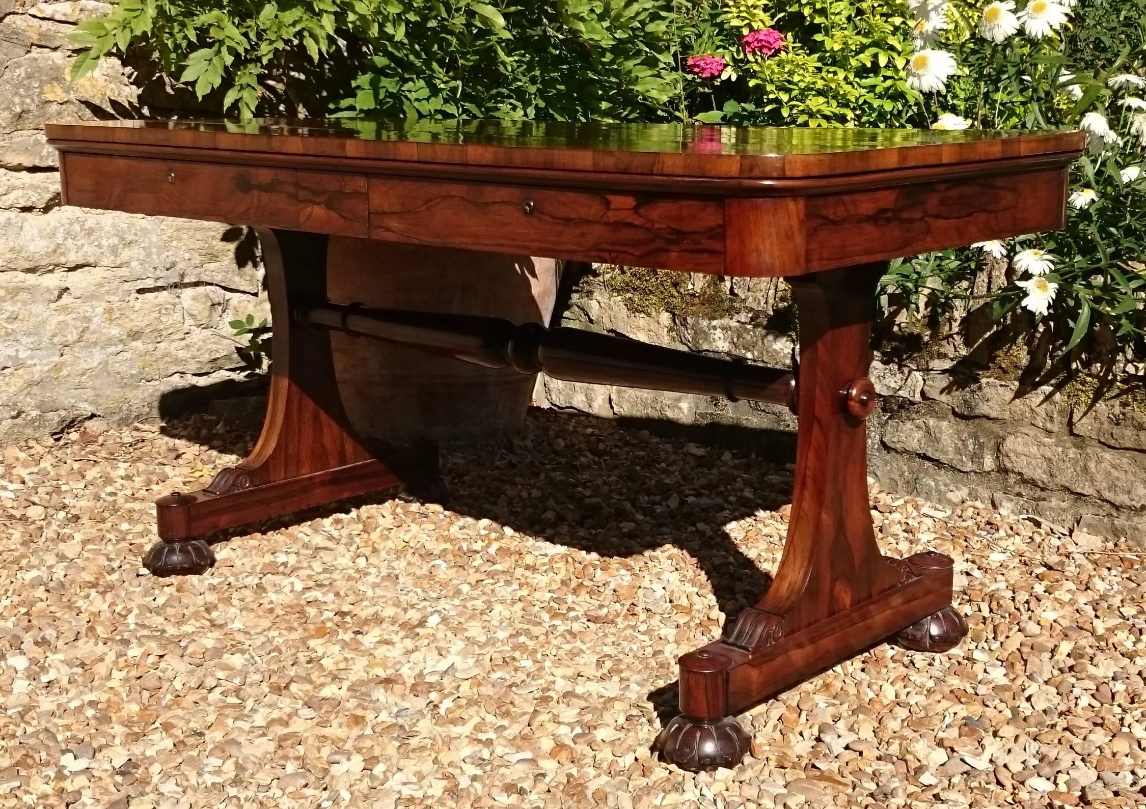 William IV Important 19th Century Rosewood Antique Library Table or Sofa Table